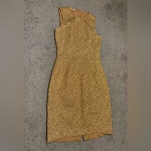 Michael Kors Collection New Gold Jacquard Sleeveless Sheath Dress 12 Italy Made